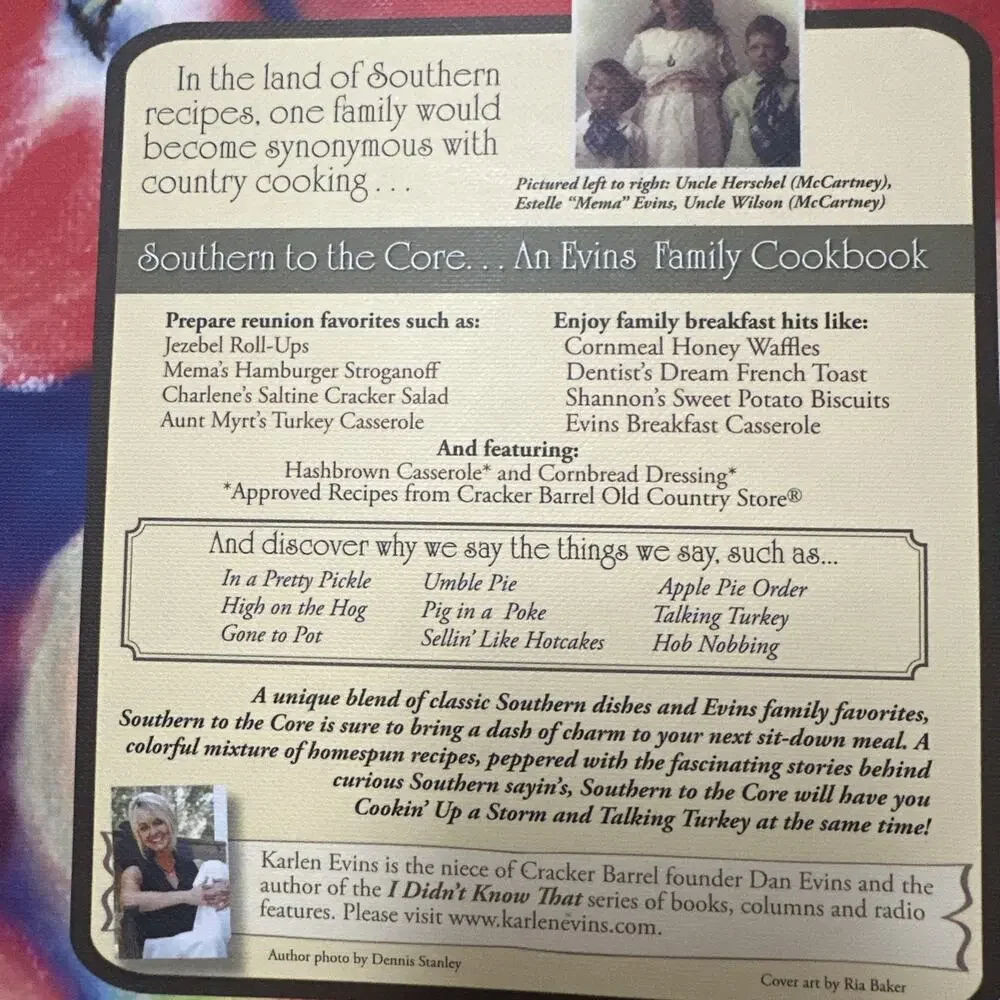 Vintage 2009 Southern To The Core‎ An Evins Family Cookbook Recipes Cook Book
